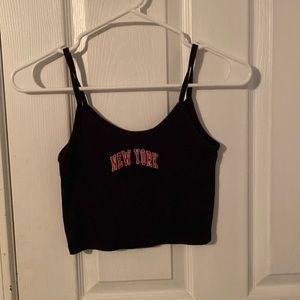 black New York crop tank top